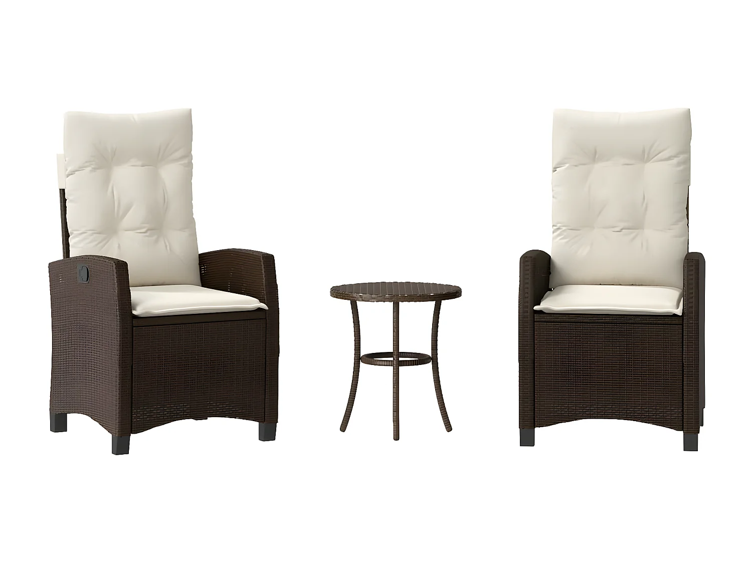 Ensemble de bistro 3 pcs avec coussins marron résine tressée GFDF55898