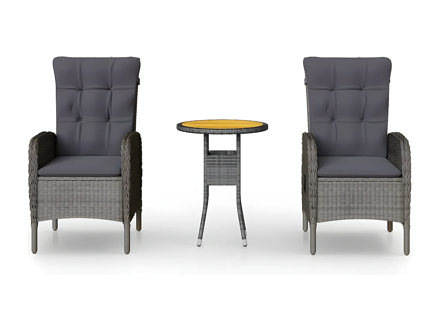 3 pzas Comedor de jardín ratán sintético gris KOW20475