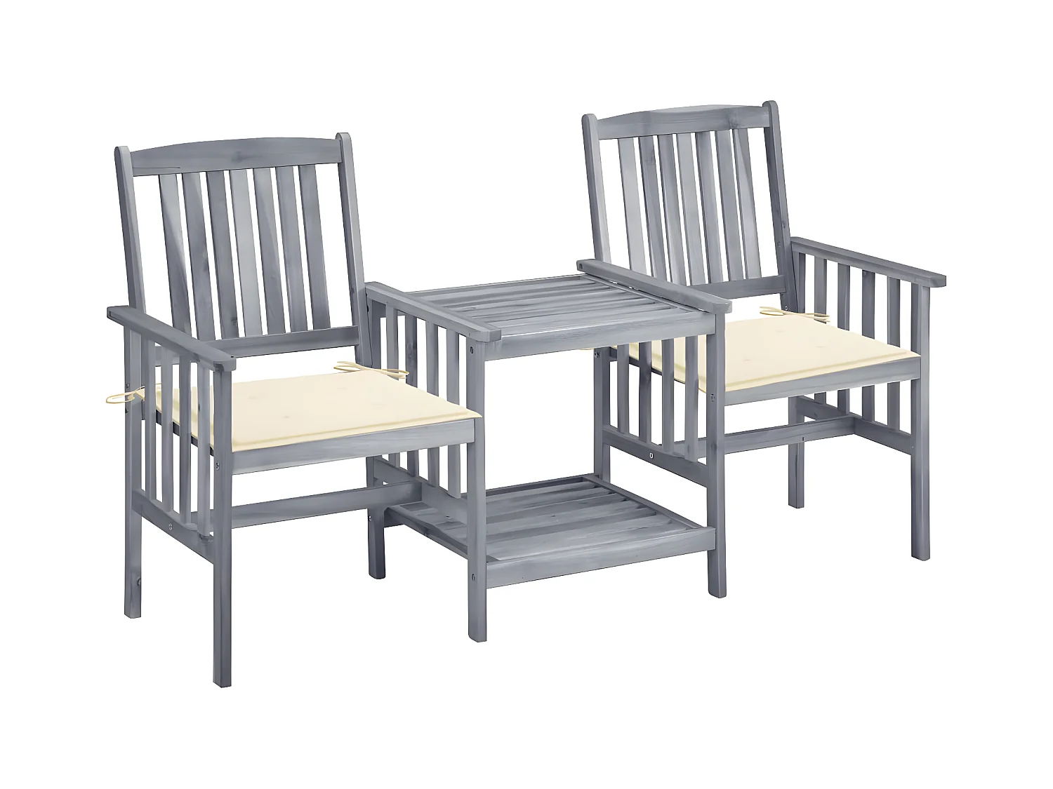 Salle à manger de jardin-Chaises de jardin avec table à thé et coussins Acacia solide GFDF16663