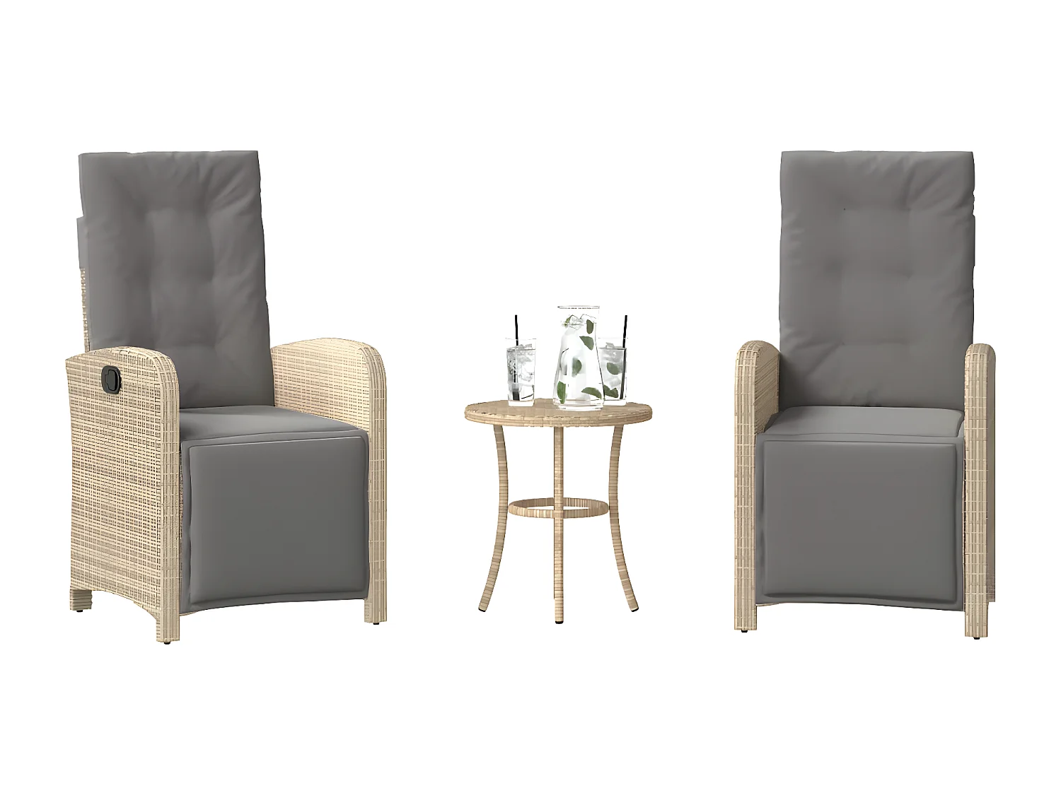 Ensemble de bistro 3 pcs coussins mélange beige résine tressée GFDF99354