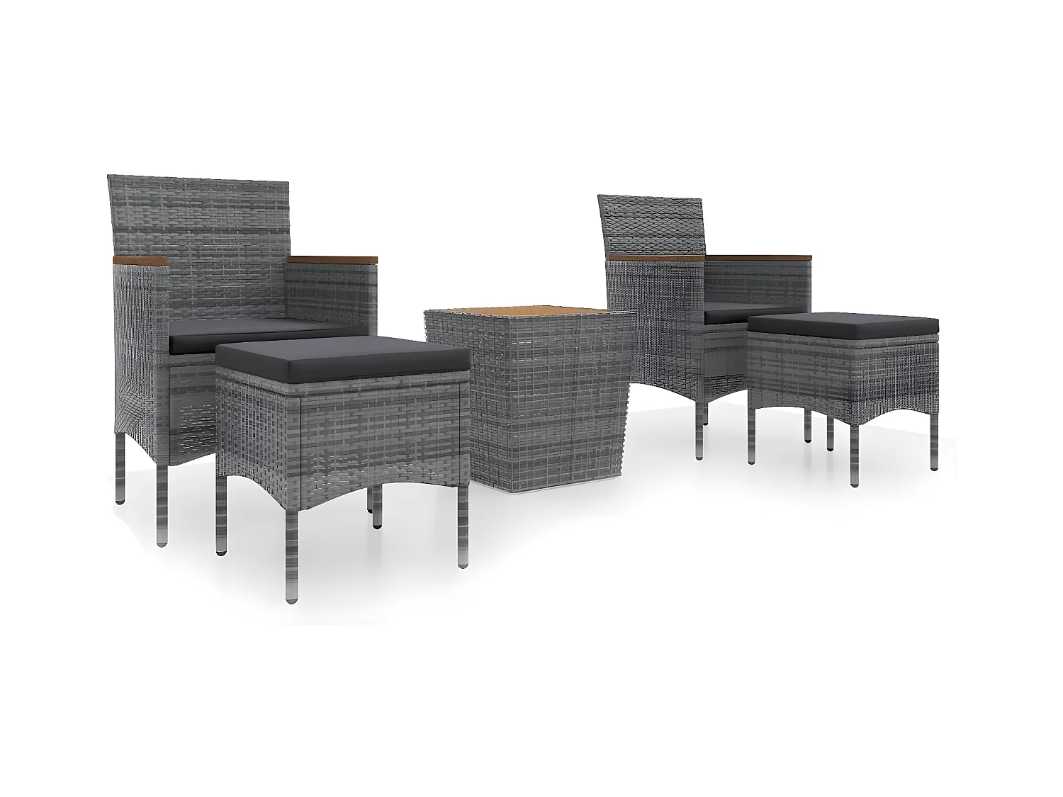 Ensemble de bistro de jardin 5pcs Résine tressée et acacia Gris GFDF49022