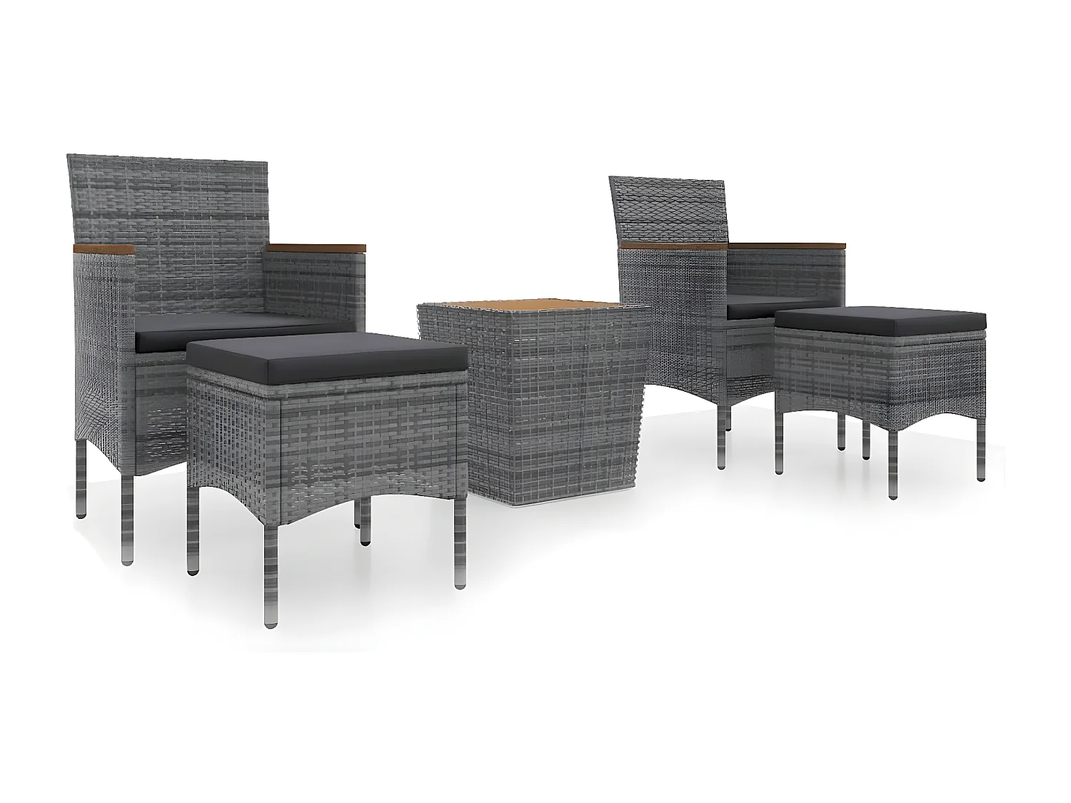 Ensemble de bistro de jardin 5pcs Résine tressée et acacia Gris GFDF49022