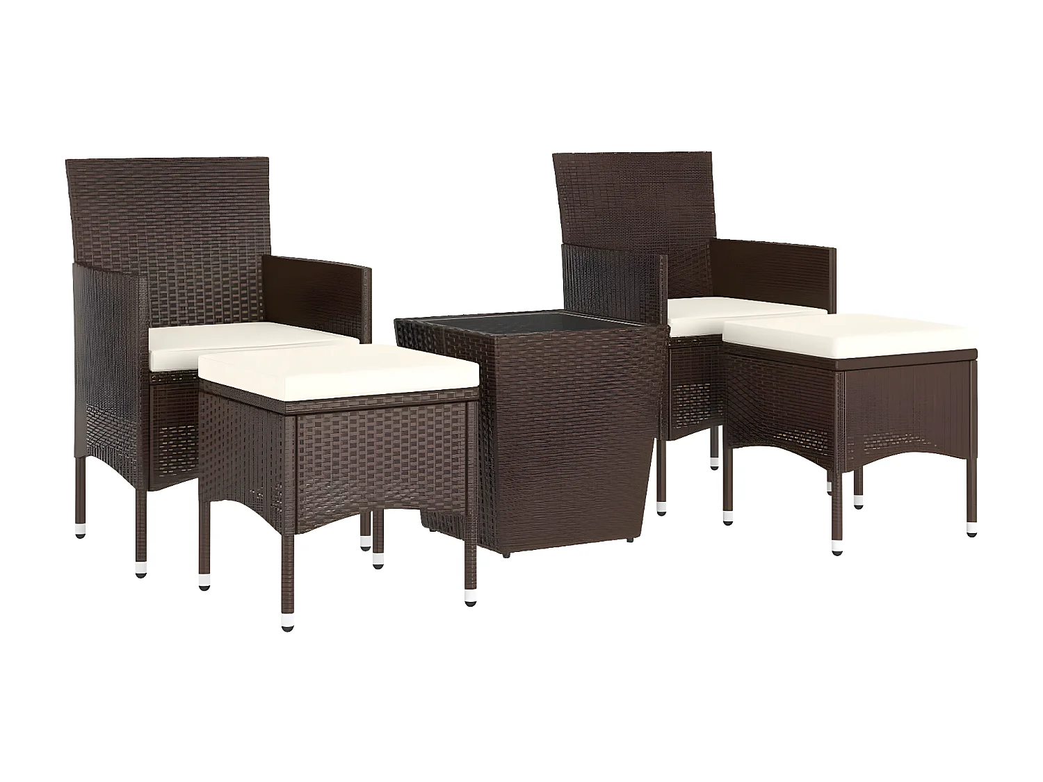 5-delige Bistroset poly rattan en gehard glas bruin NL869325