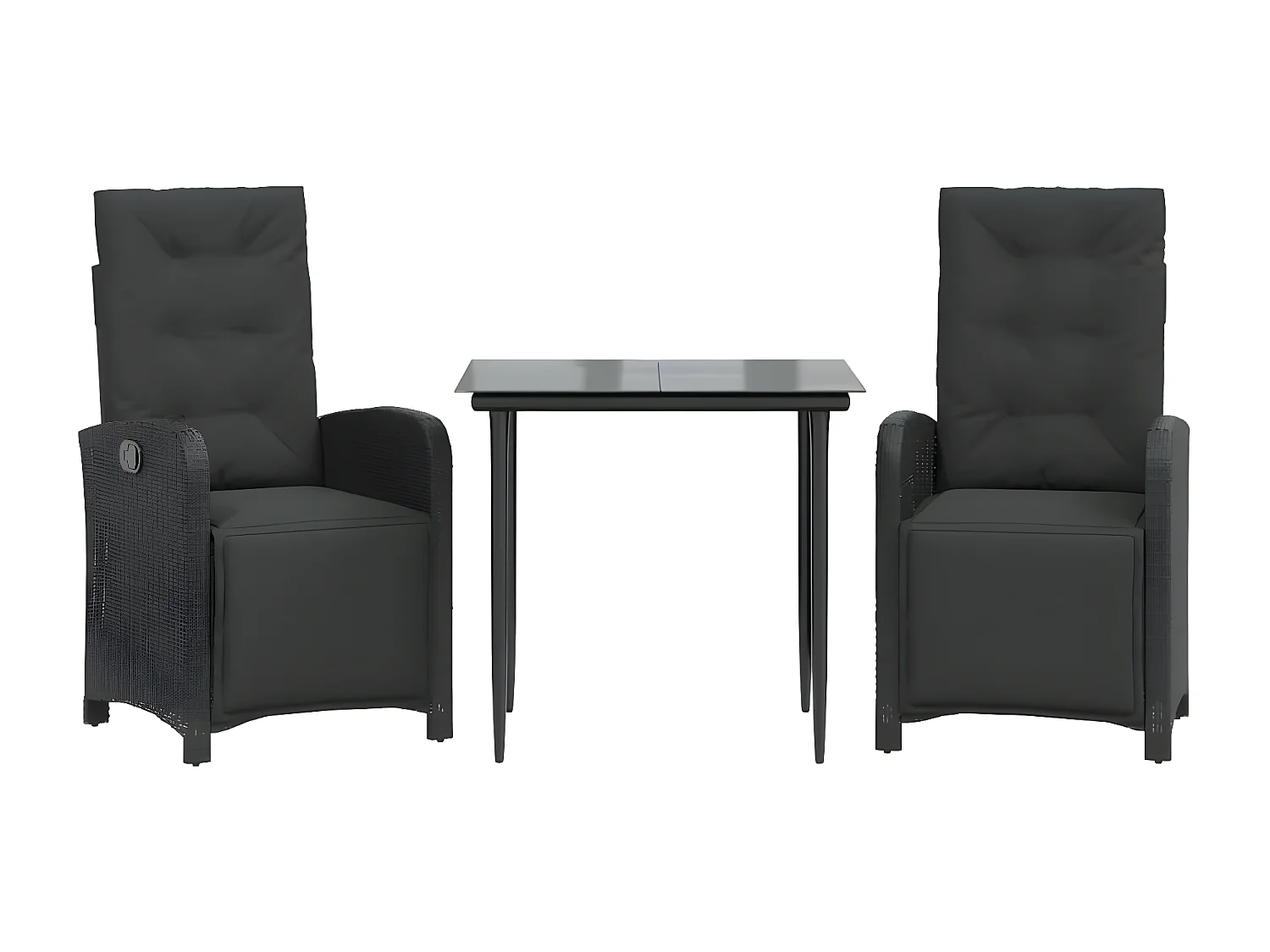 Ensemble de bistro 3 pcs avec coussins noir résine tressée GFDF37056