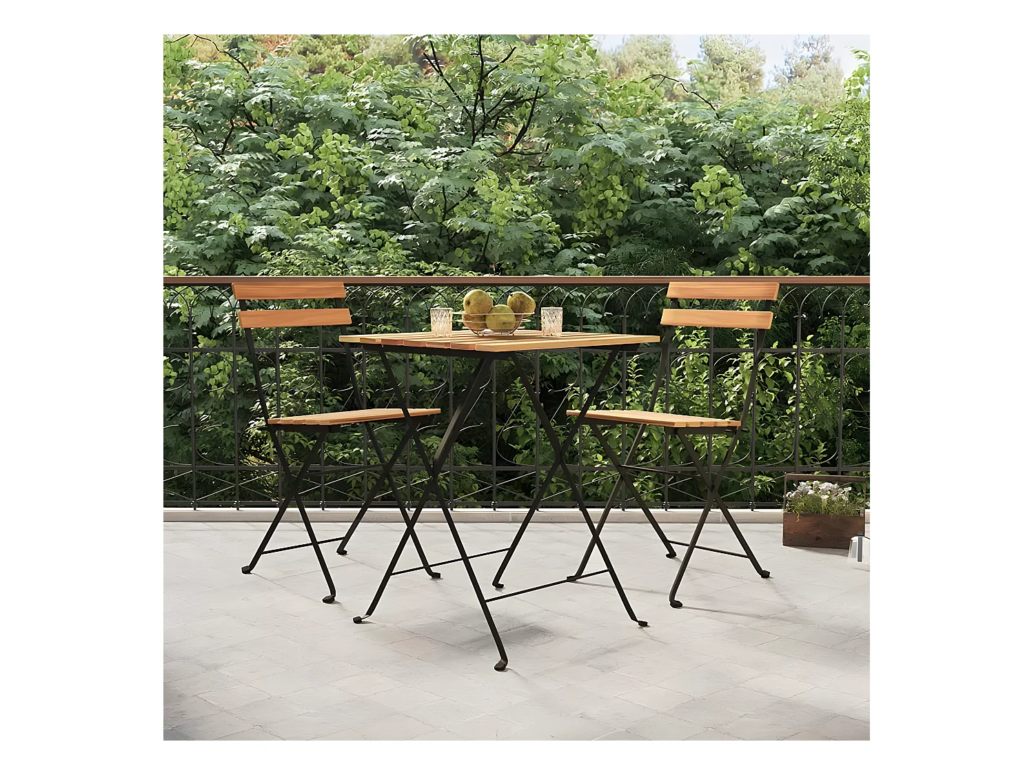 Ensemble de bistro pliable 3 pcs Bois de teck massif et acier GFDF49054