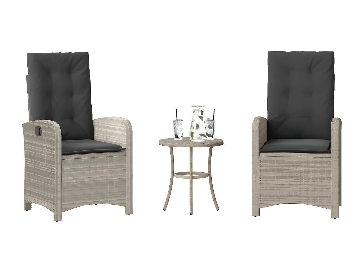 Ensemble de bistro 3 pcs et coussins gris clair résine tressée GFDF83617