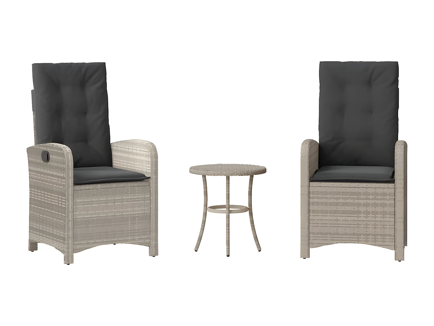 Ensemble de bistro 3 pcs et coussins gris clair résine tressée GFDF83617