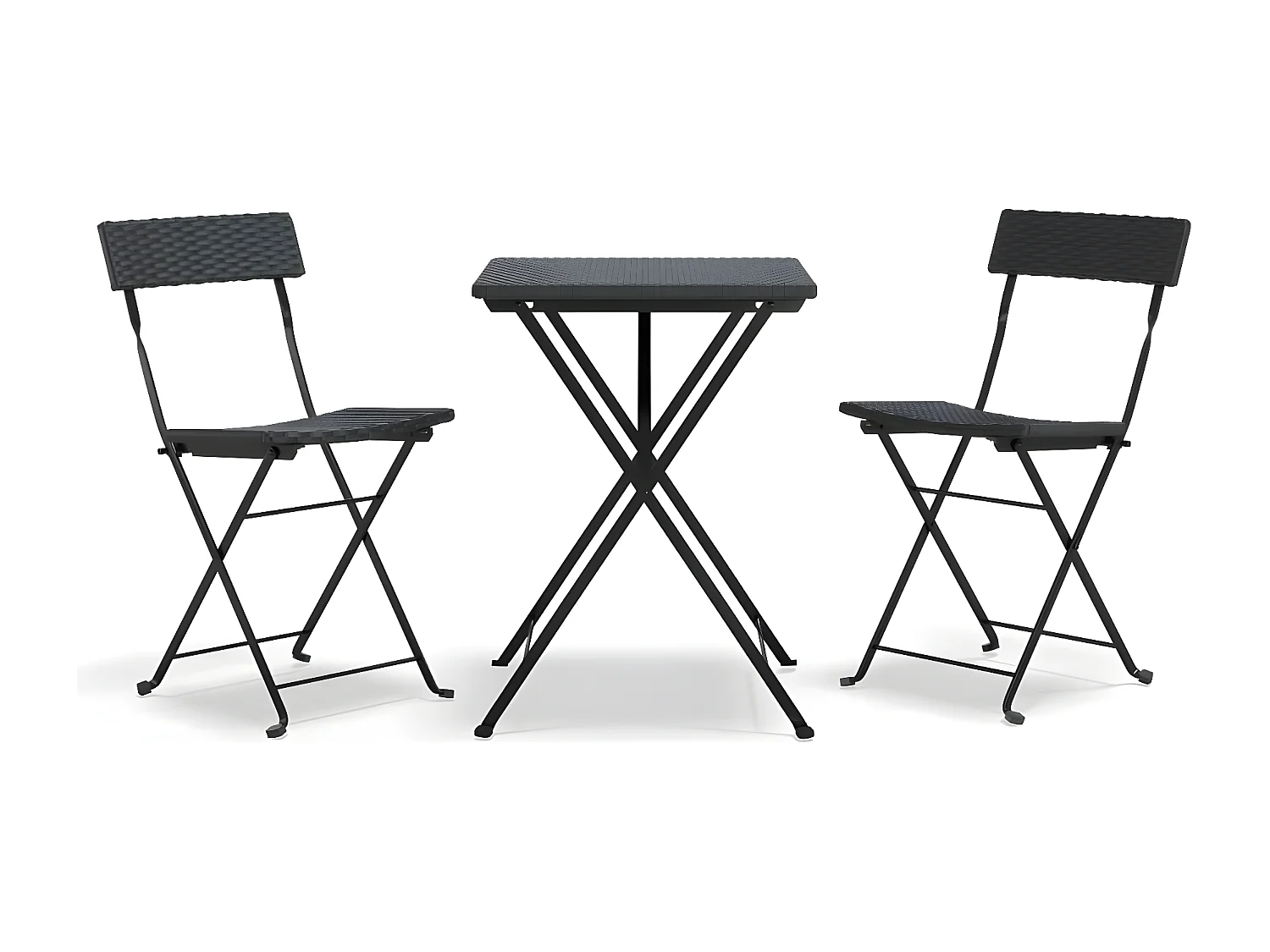 3 pzas Comedor de jardín plegable ratán sintético negro KOW96523