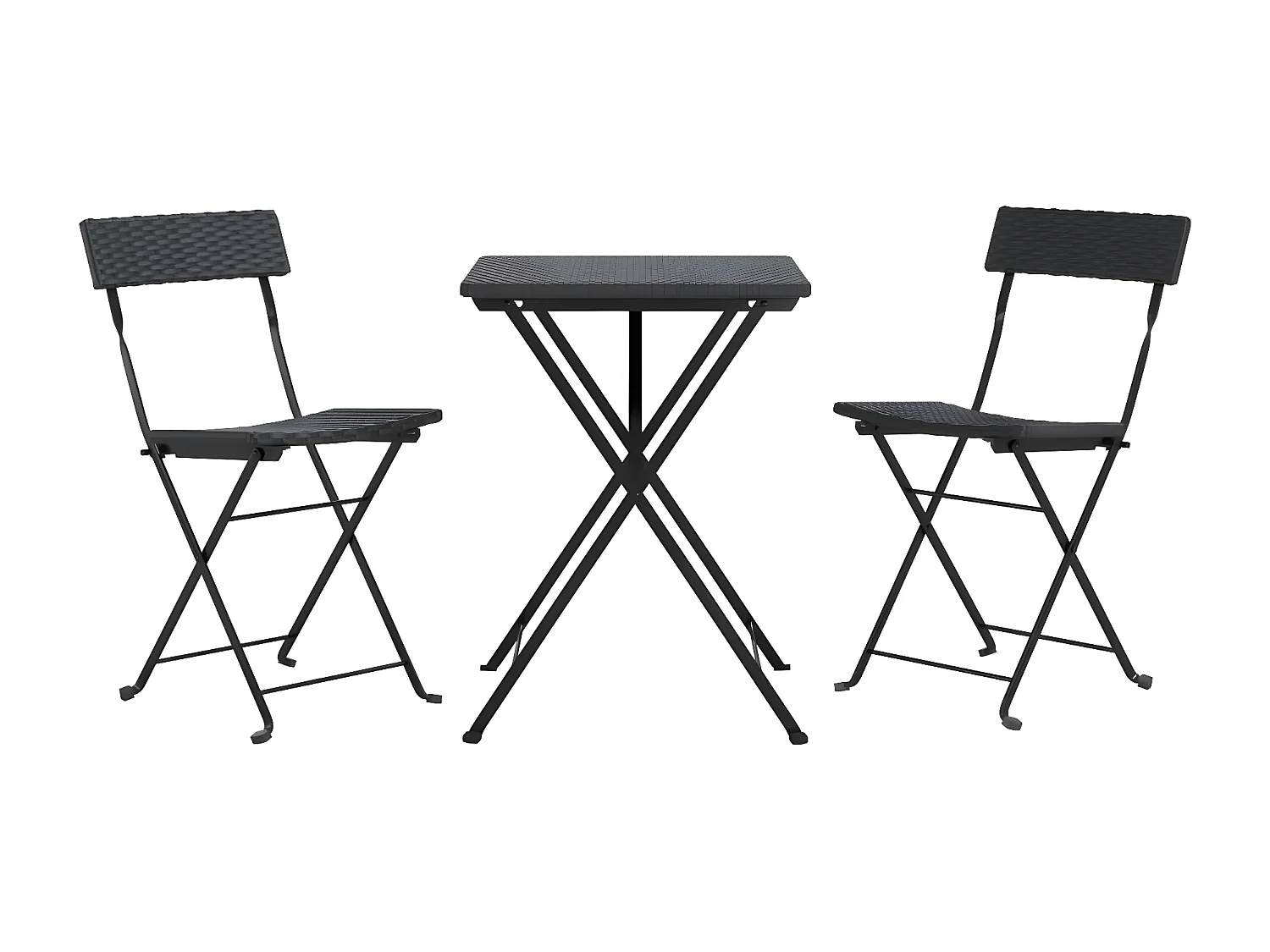 Ensemble de bistro pliable 3 pcs Noir Résine tressée GFDF36816