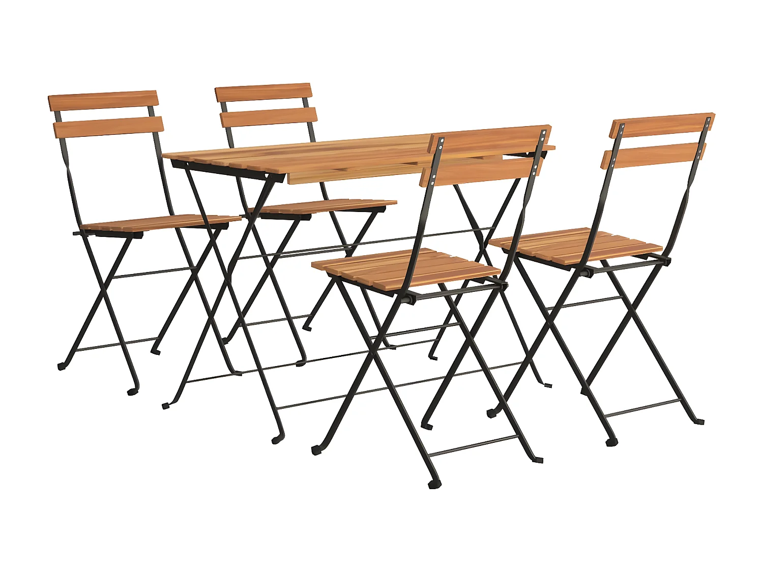 5 pcs conjunto de bistrô dobrável madeira de acácia maciça/aço PT363371