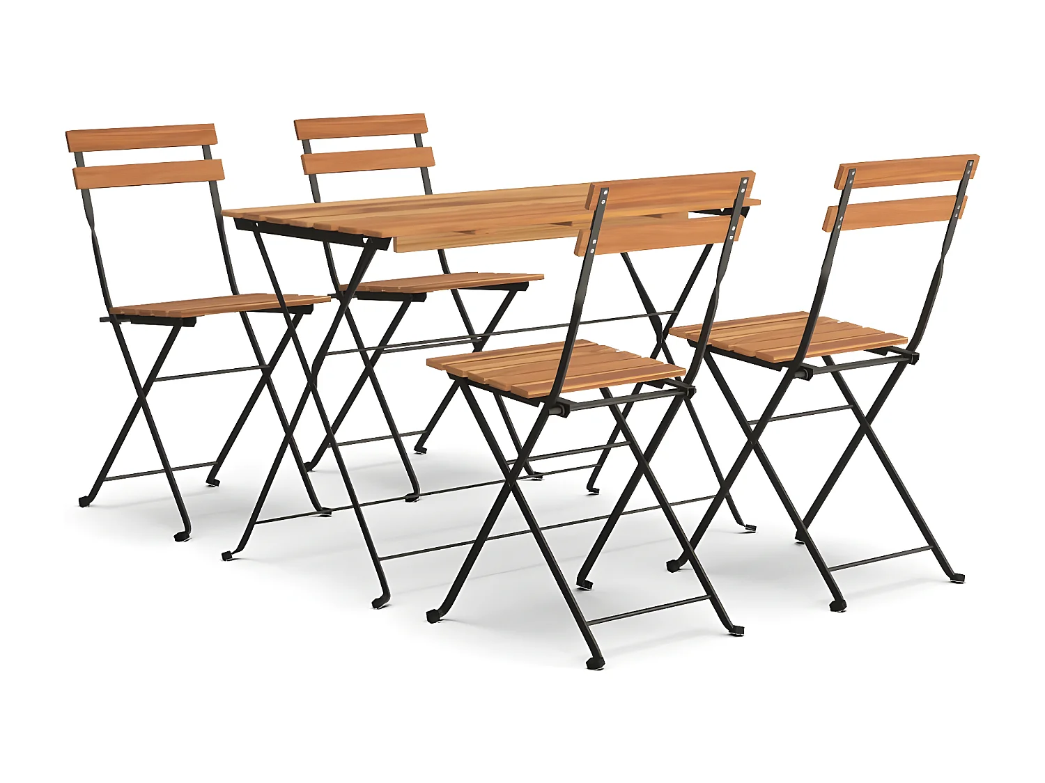 Ensemble de bistro pliable 5 pcs Bois d'acacia solide et acier GFDF43531