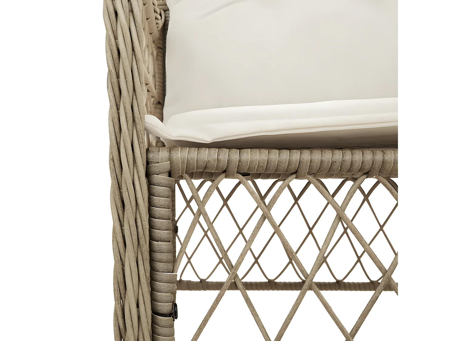 3 pcs conjunto bistrô com almofadões vime PE bege PT673405