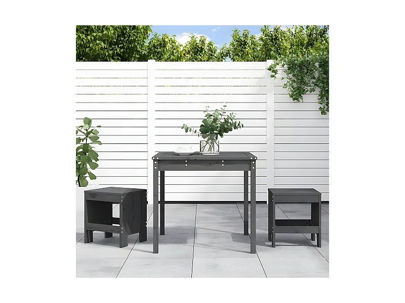 Ensemble de bistrot de jardin 3 pcs gris bois de pin massif GFDF56396