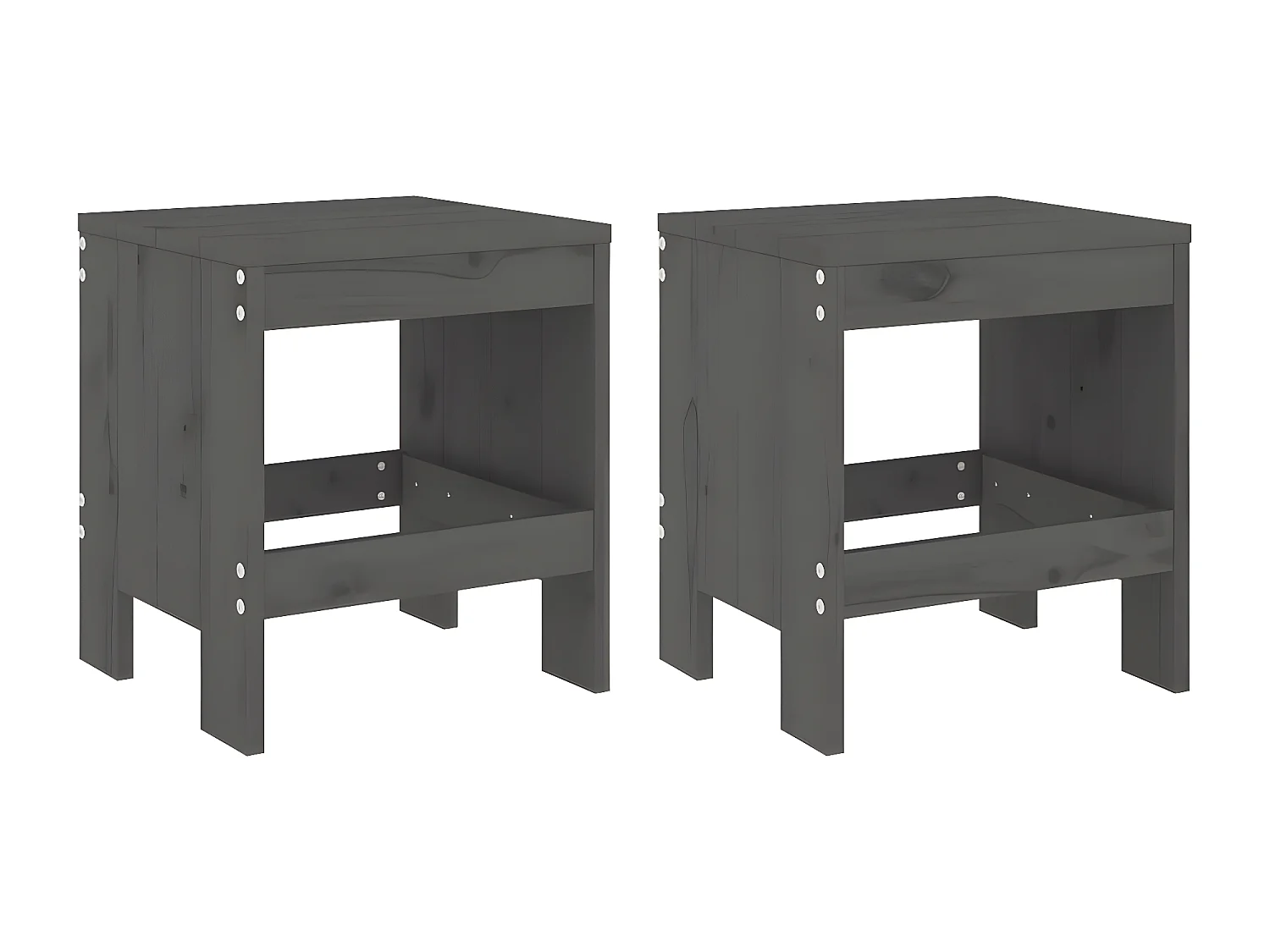 3-delige Bistroset massief grenenhout grijs NL134058