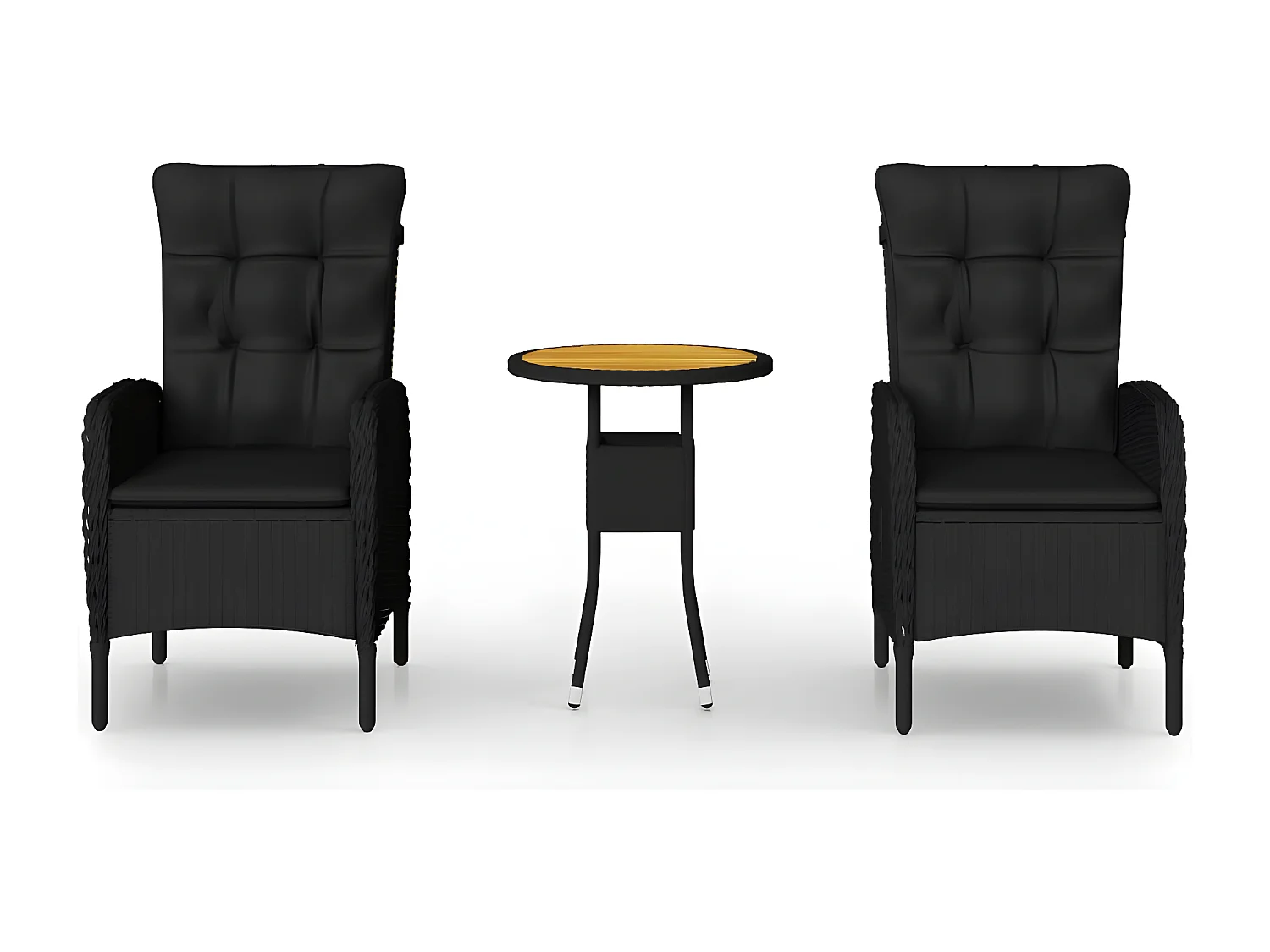 3 pzas Comedor de jardín ratán sintético negro KOW76693