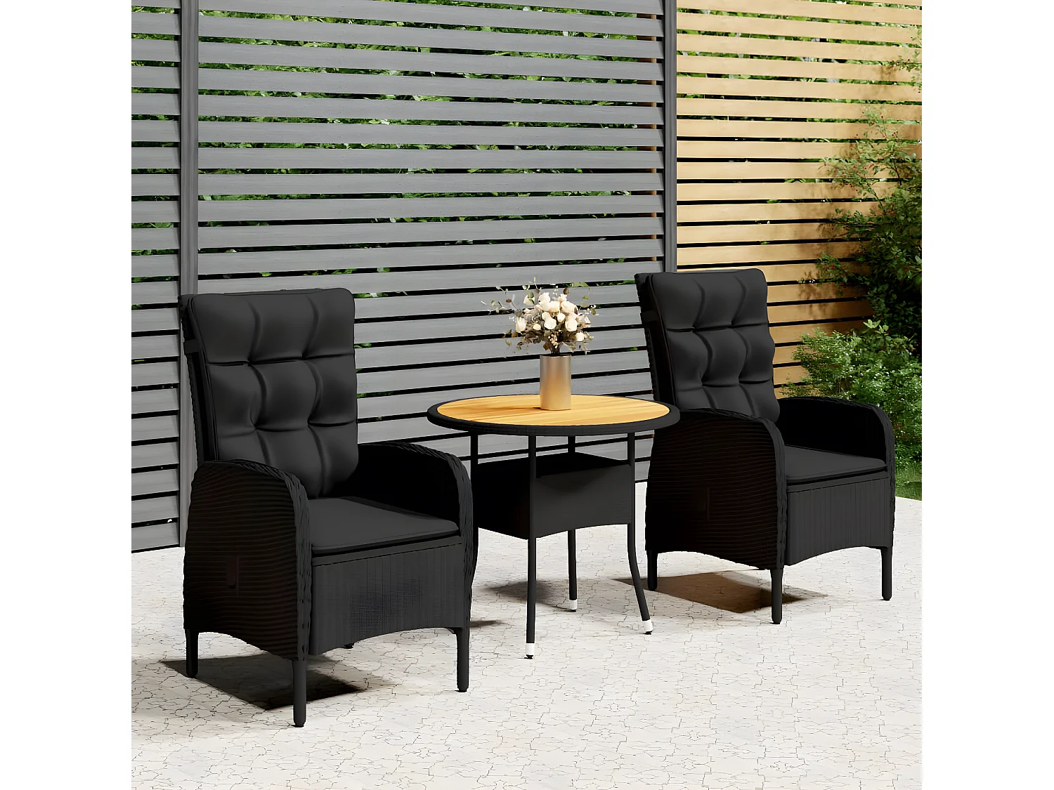 3-delige Bistroset poly rattan zwart NL995287