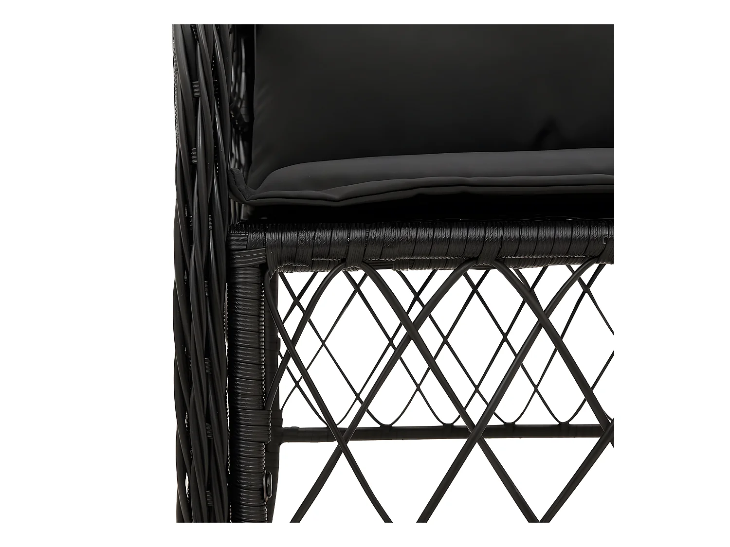 Mesita y sillas con cojines 3 piezas ratán sintético negro ES295440