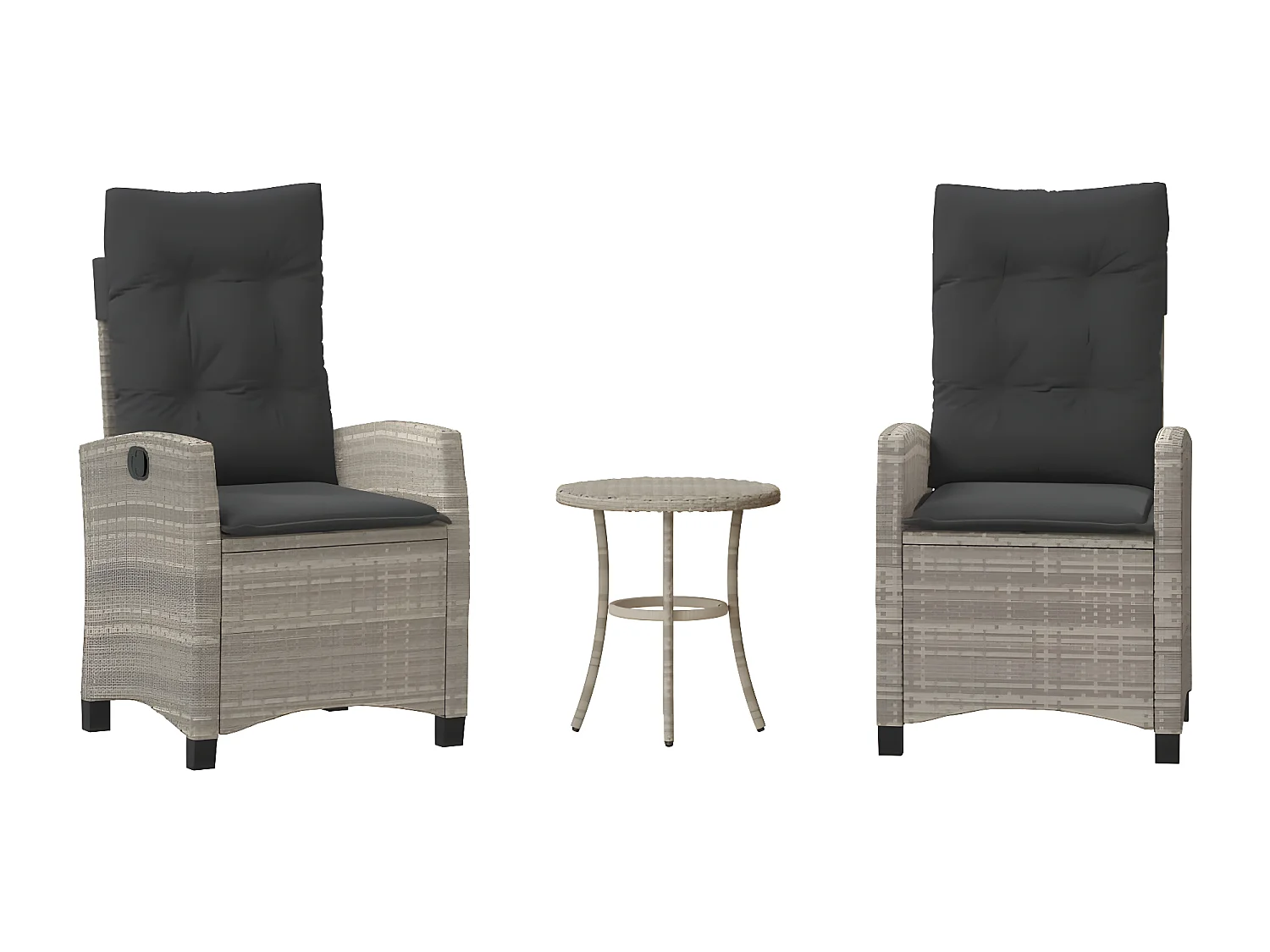 Ensemble de bistro 3 pcs et coussins gris clair résine tressée GFDF61785