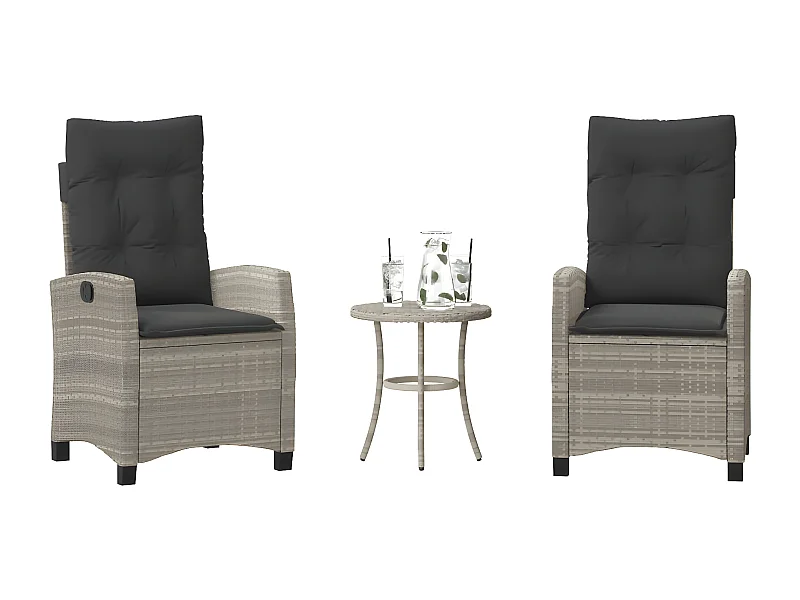 Ensemble de bistro 3 pcs et coussins gris clair résine tressée GFDF61785