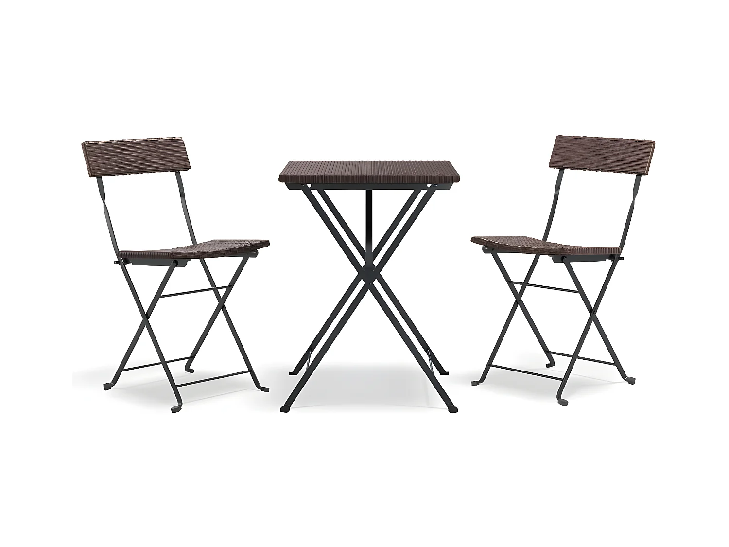 3 pzas Comedor de jardín plegables ratán sintético marrón KOW46395
