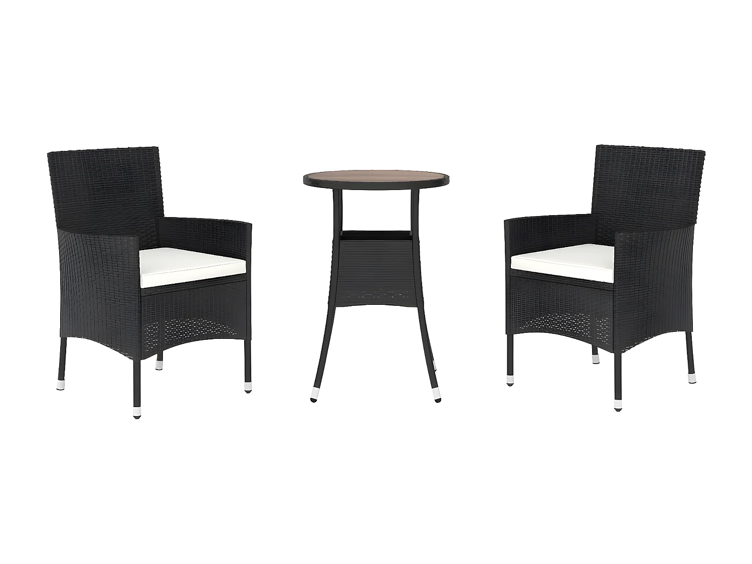 3 pzas Comedor de jardín y cojines ratán sintético negro KOW36819