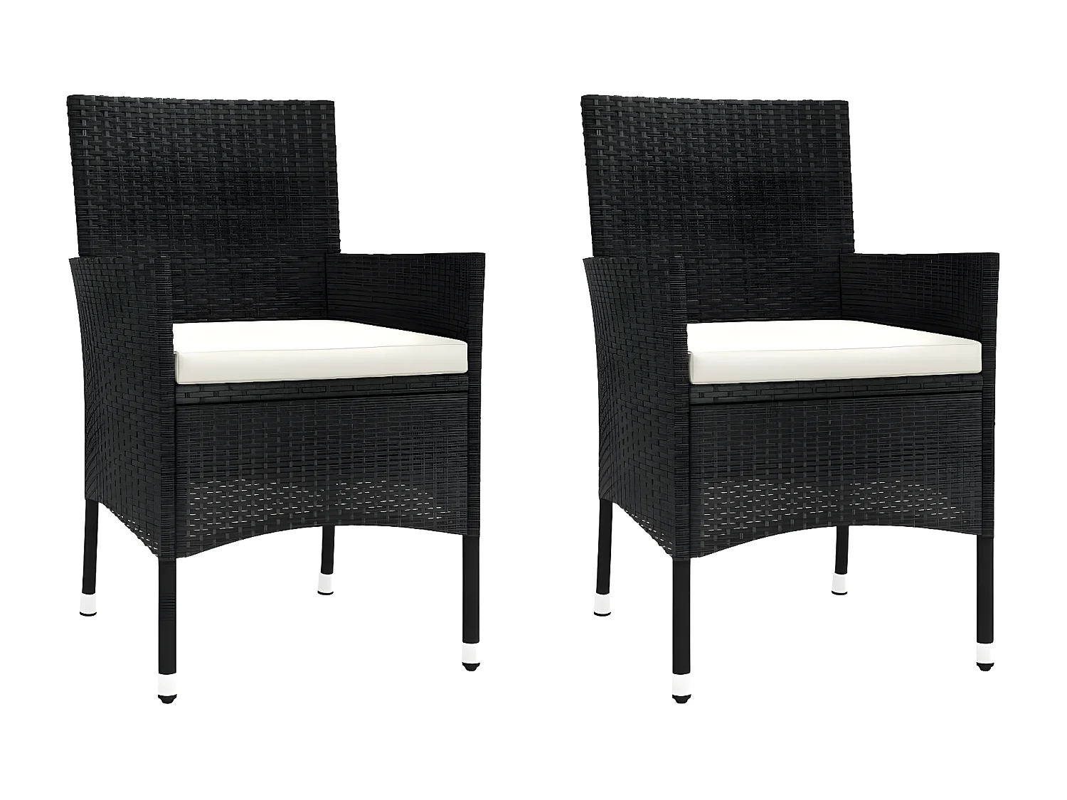 3-delige Bistroset met kussens poly rattan zwart NL963392