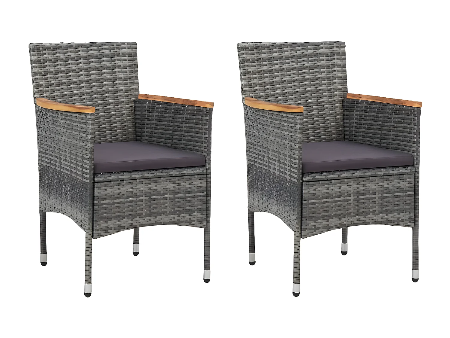 Ensemble de bistro 3 pcs Résine tressée et bois d'acacia Gris GFDF88278