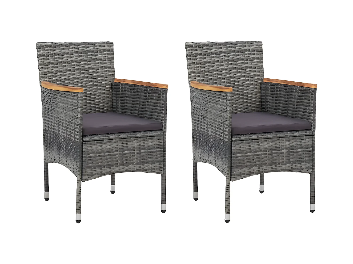 Muebles de jardín 3 pzas ratán sintético madera acacia gris ES757517