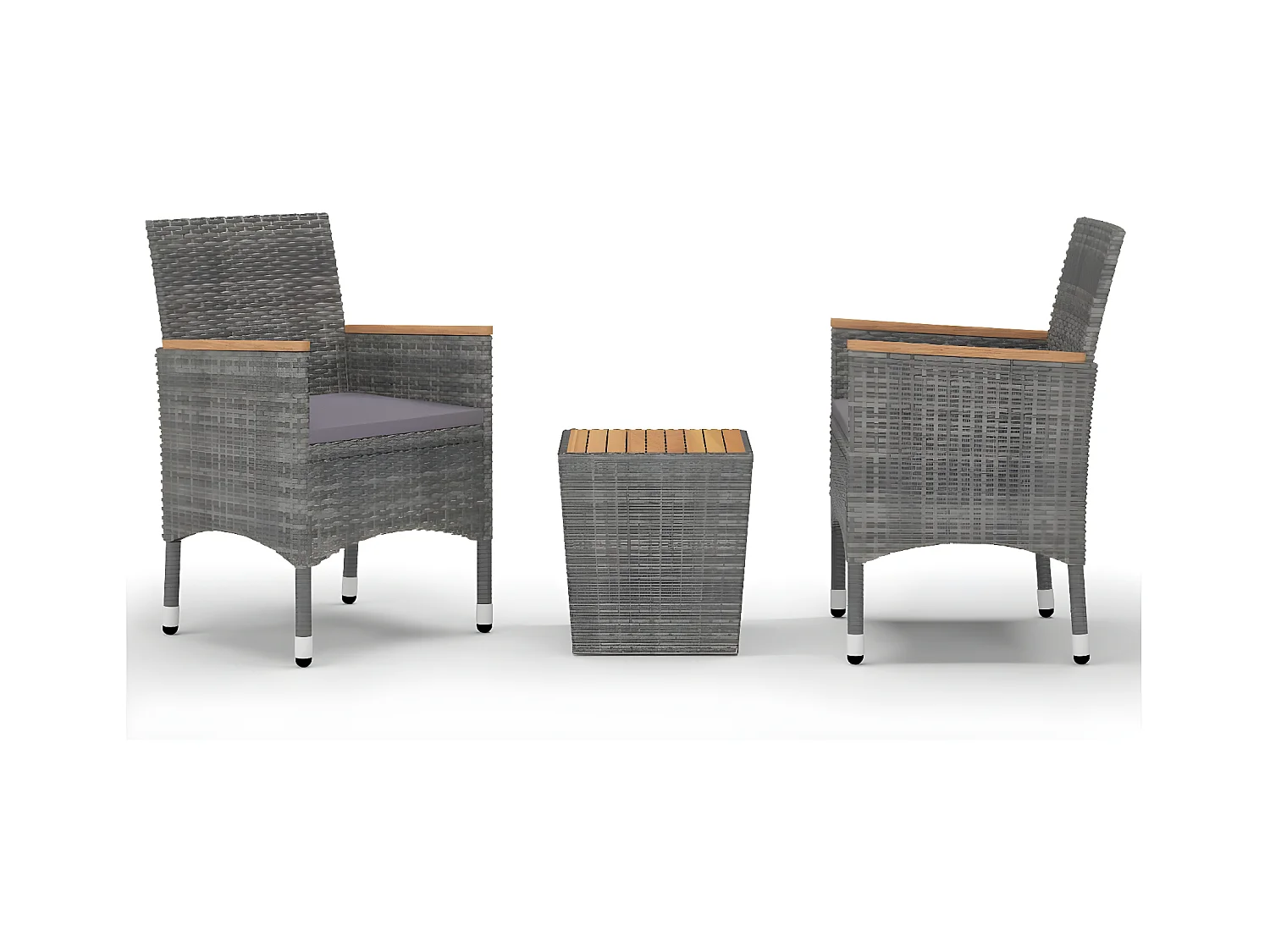 Muebles de jardín 3 pzas ratán sintético madera acacia gris ES757517