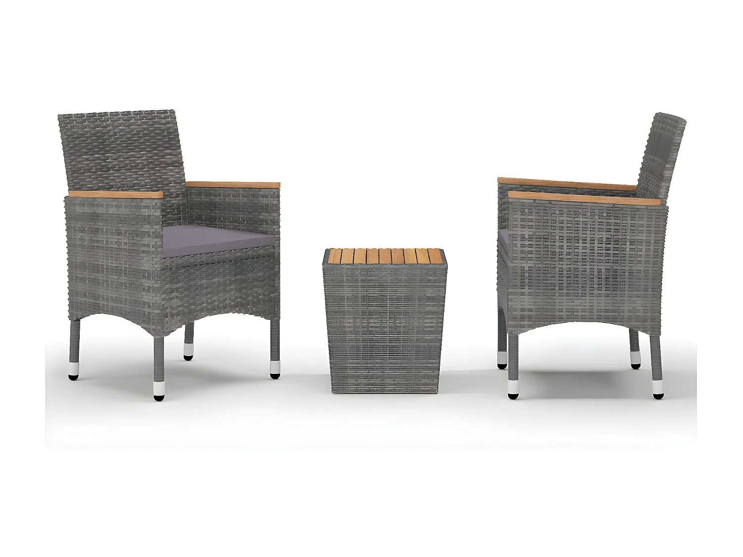 Ensemble de bistro 3 pcs Résine tressée et bois d'acacia Gris GFDF88278