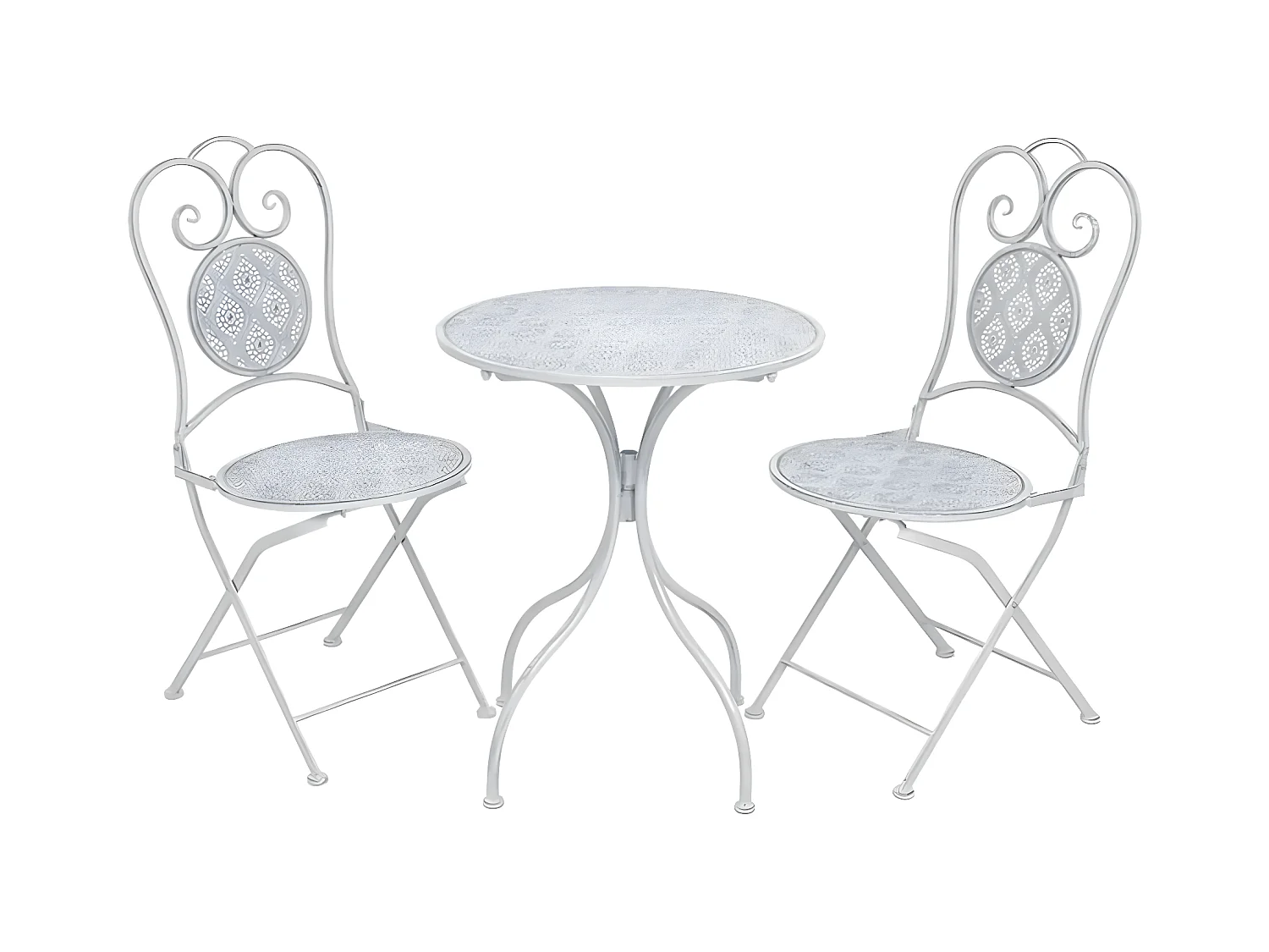 Ensemble de bistro 3 pcs Acier Blanc grisâtre GFDF90704