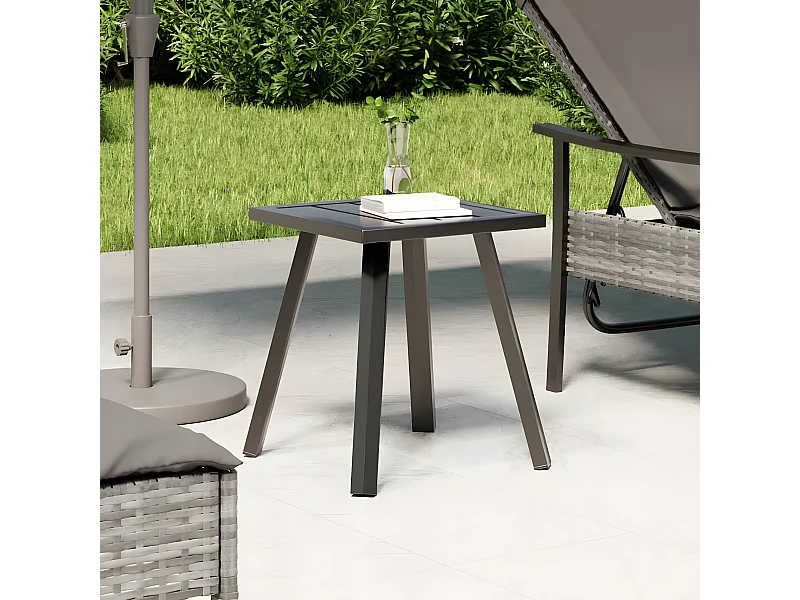 Salon de jardin-Table de jardin anthracite 34x34x38 cm acier GFDF10718