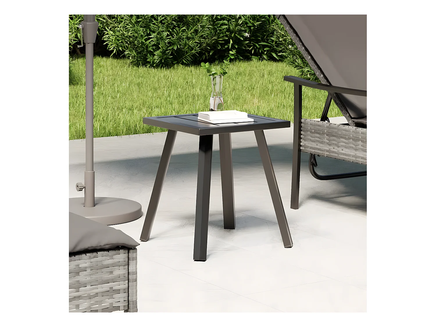 Salon de jardin-Table de jardin anthracite 34x34x38 cm acier GFDF10718