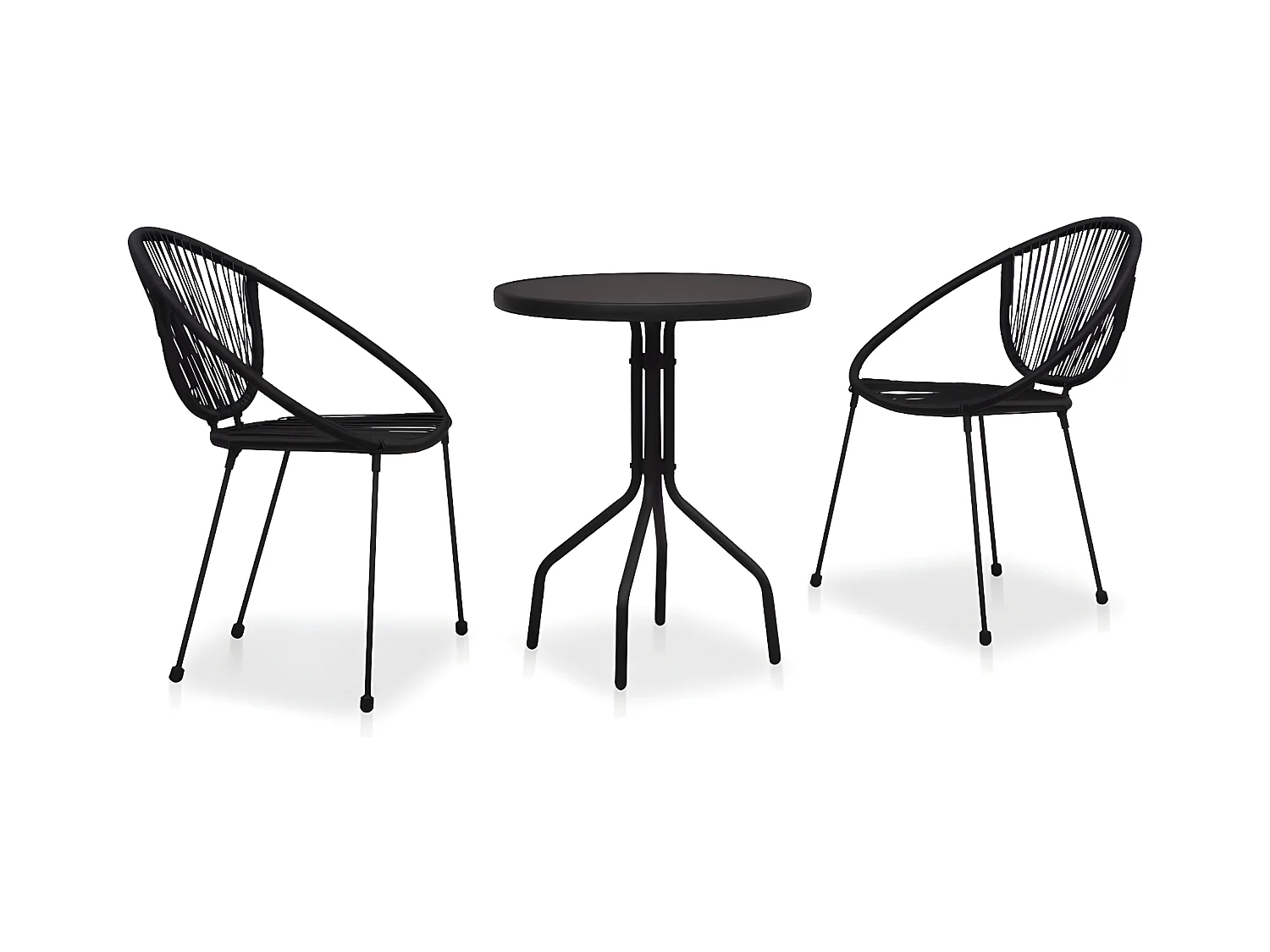 Ensemble de bistro 3 pcs Rotin PVC Noir GFDF41060