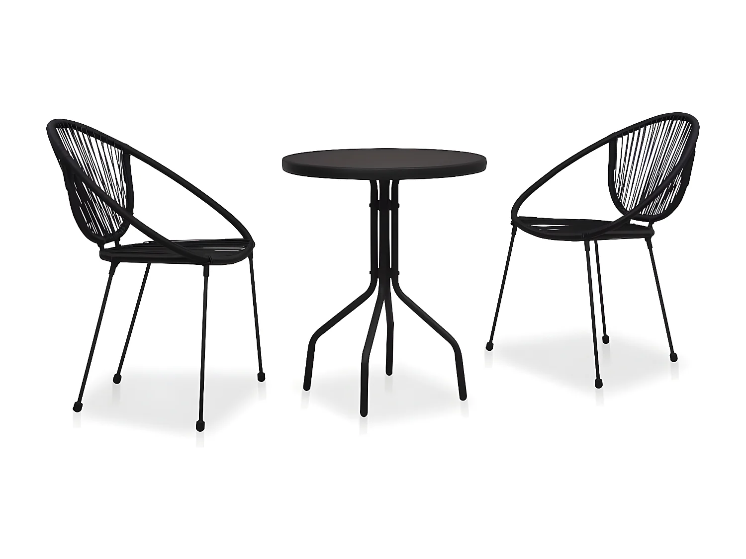 Ensemble de bistro 3 pcs Rotin PVC Noir GFDF41060