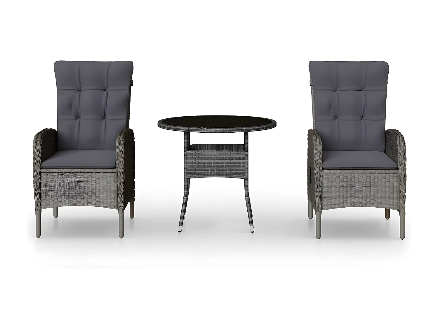 Mobilier de bistro de jardin 3 pcs Résine tressée Gris GFDF58737