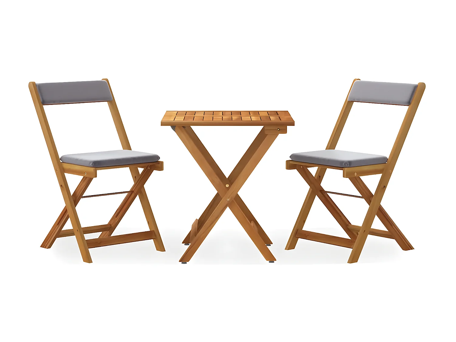 Ensemble de bistro pliable 3 pcs avec coussins Acacia solide GFDF66904