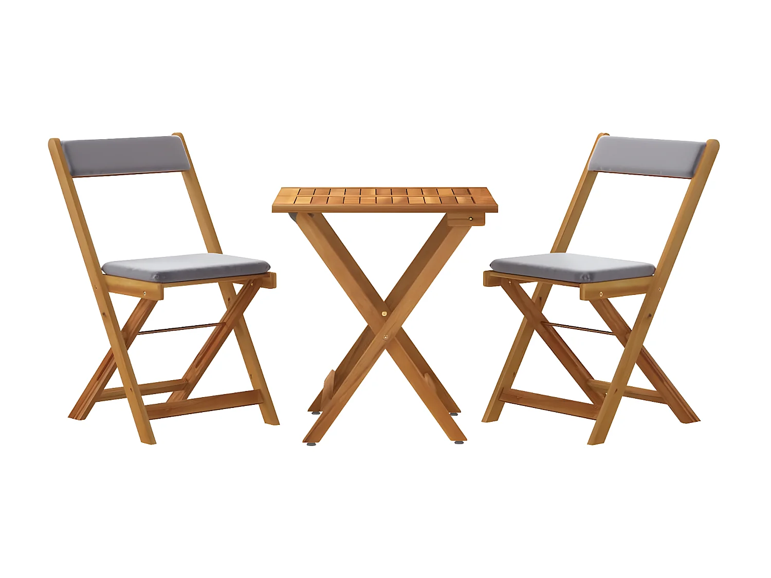 Ensemble de bistro pliable 3 pcs avec coussins Acacia solide GFDF66904