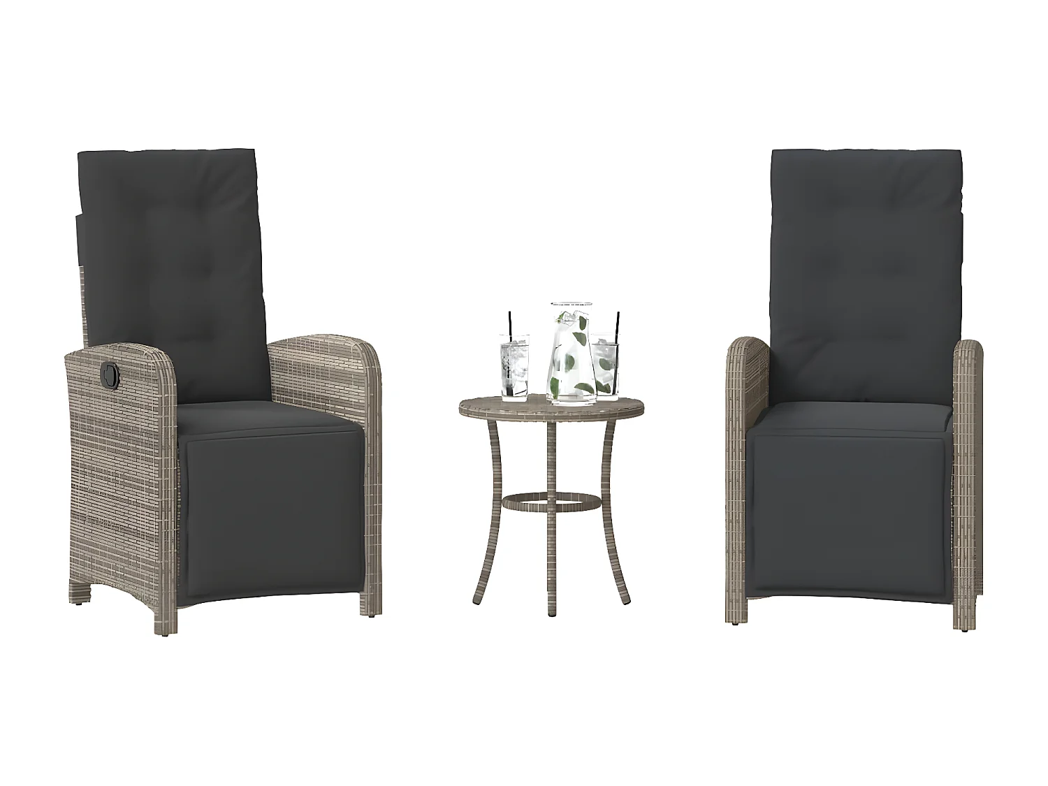 Ensemble de bistro 3 pcs avec coussins gris résine tressée GFDF89996