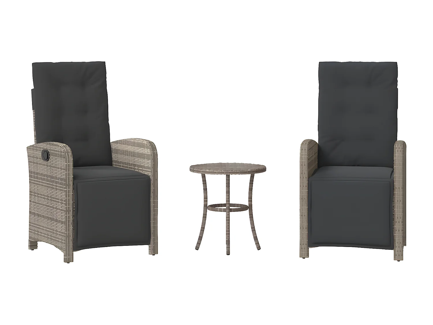 Ensemble de bistro 3 pcs avec coussins gris résine tressée GFDF89996