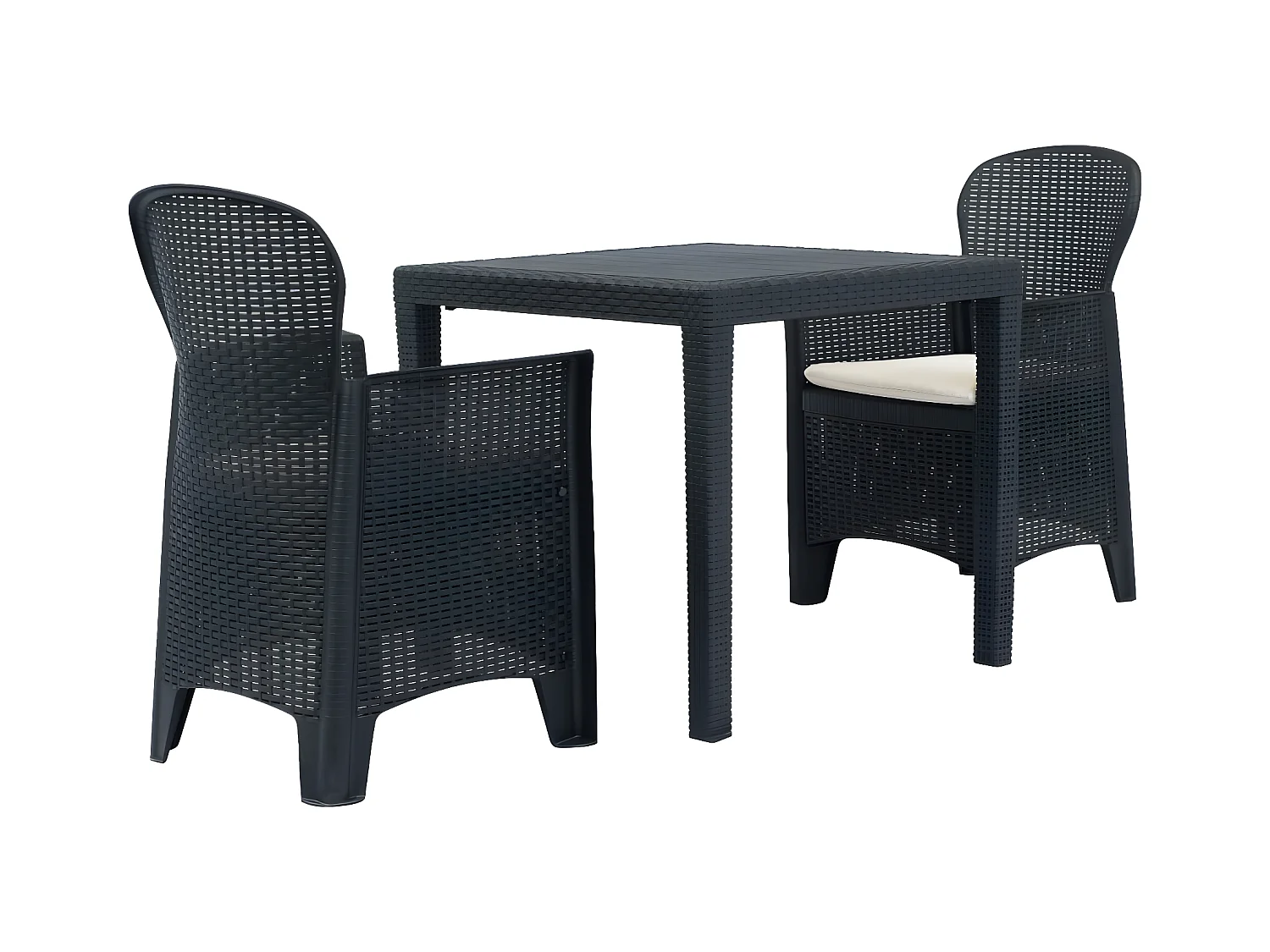 Ensemble de bistro 3 pcs Plastique Anthracite Aspect de rotin GFDF97530