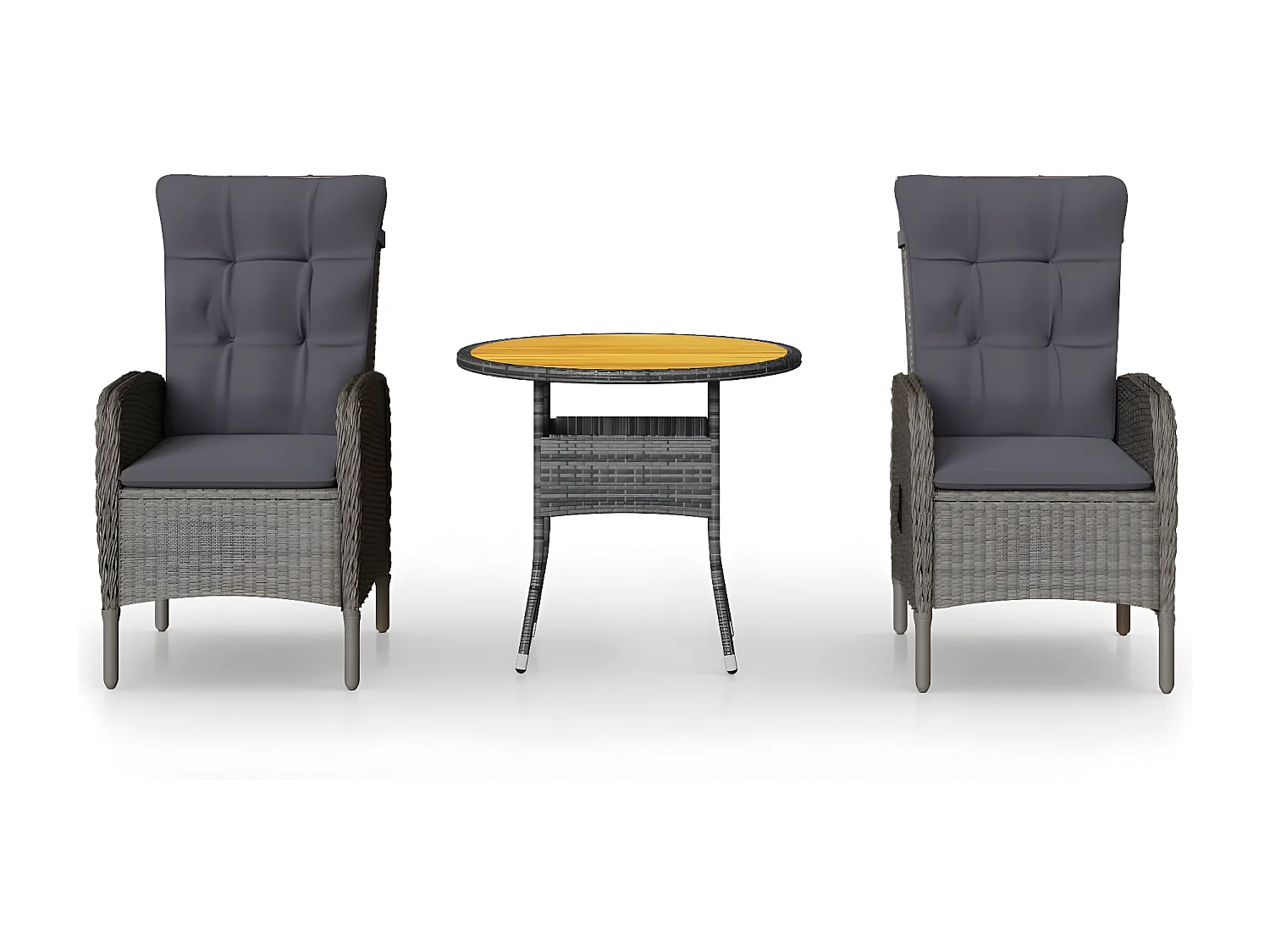 Mobilier de bistro de jardin 3 pcs Résine tressée Gris GFDF40752