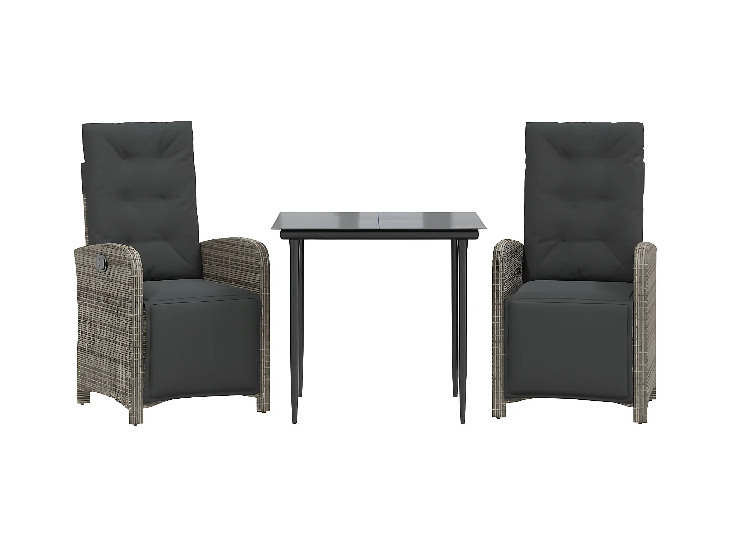 Sillas y mesita de jardín con cojines 3 piezas ratán PE gris ES270295
