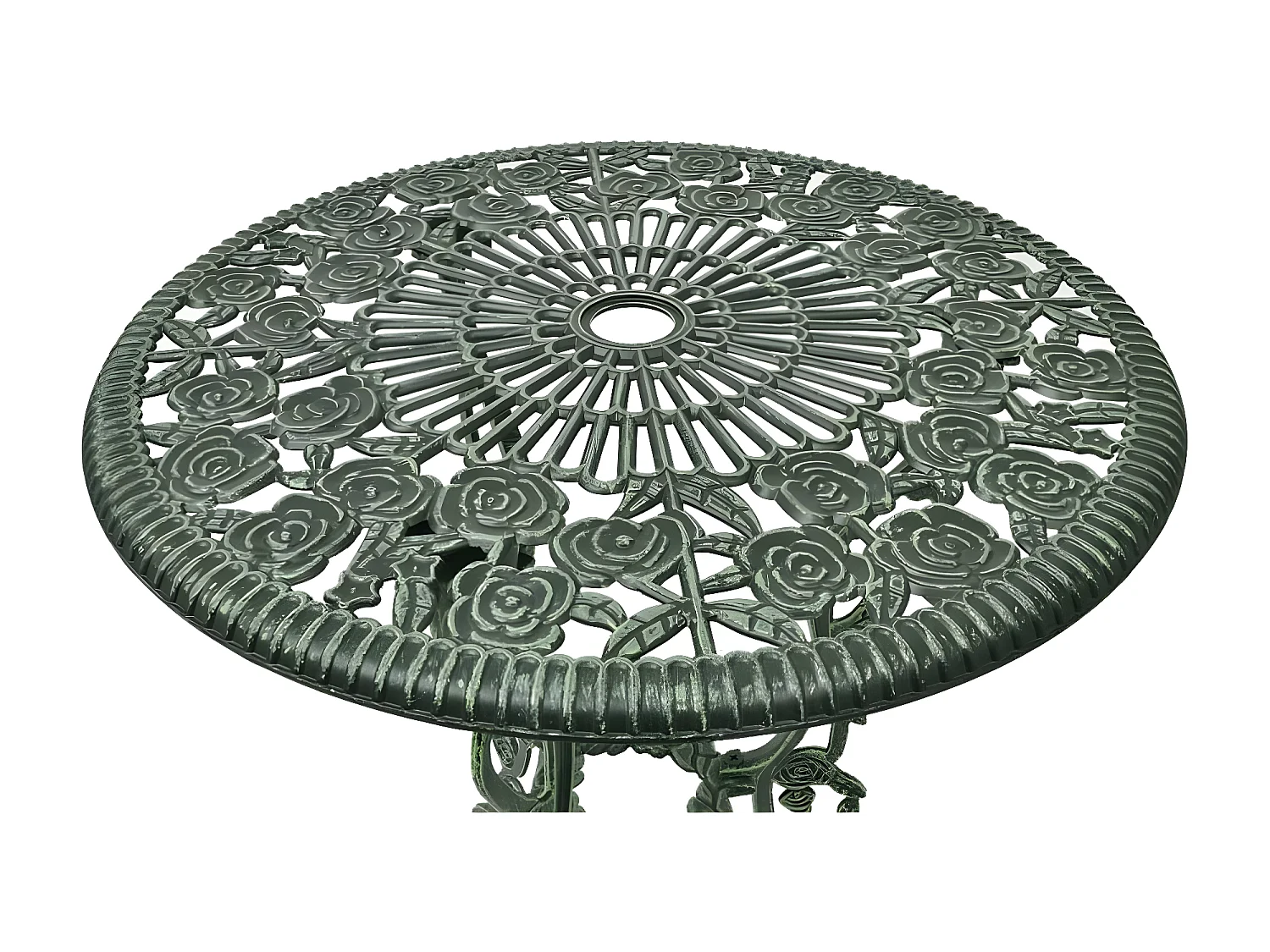 3 pzas Comedor de jardín aluminio fundido verde KOW73467