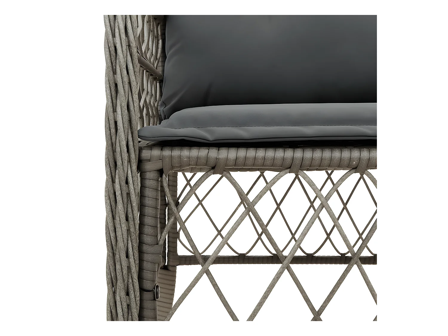 Sillas y mesita de jardín con cojines 3 piezas ratán PE gris ES768358