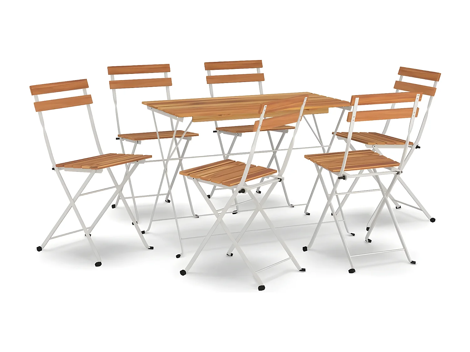 Ensemble de bistro pliable 7 pcs bois d'acacia solide et acier GFDF59166