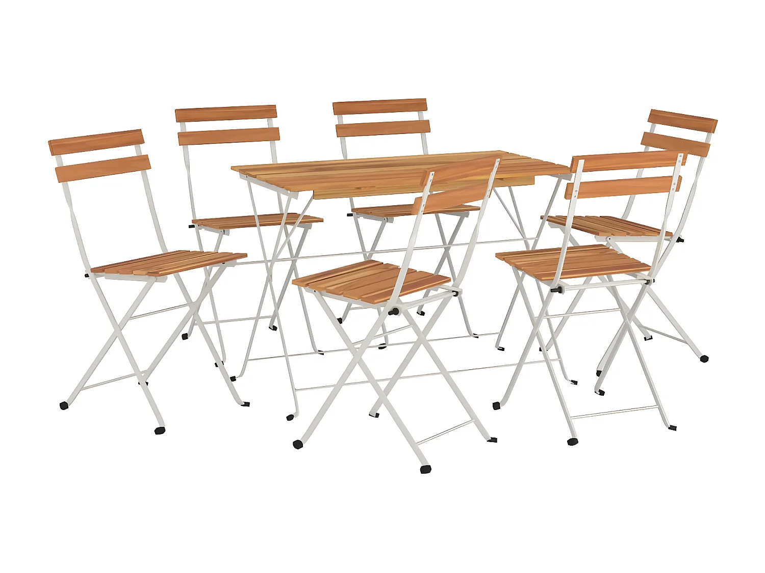 Ensemble de bistro pliable 7 pcs bois d'acacia solide et acier GFDF59166