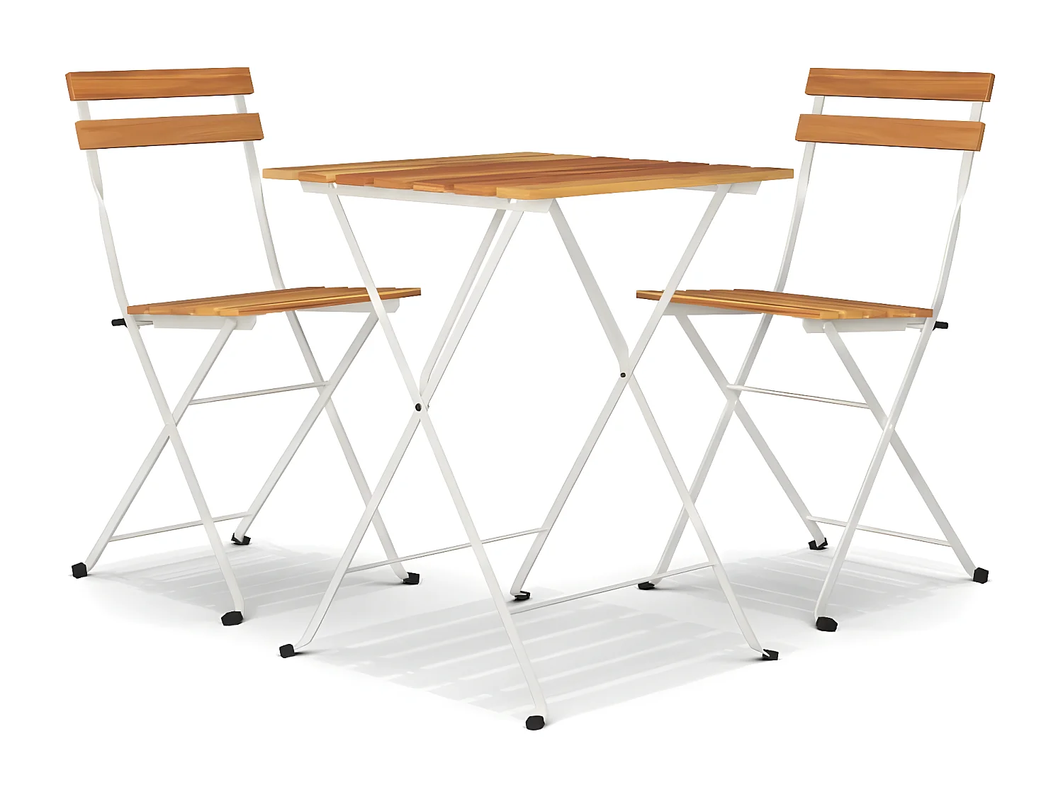 Ensemble de bistro pliable 3 pcs Bois d'acacia solide et acier GFDF87392
