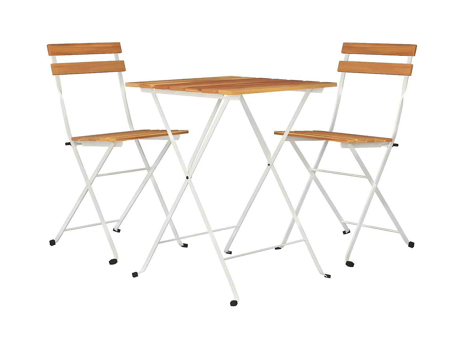 Ensemble de bistro pliable 3 pcs Bois d'acacia solide et acier GFDF87392