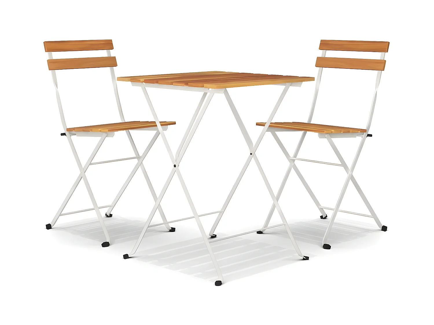 3 pzas Comedor de jardín plegables madera maciza acacia y acero KOW50407